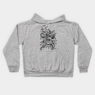 Vintage Ornate DRAGON illustration Victorian Gothic Kids Hoodie